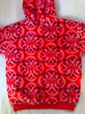 Men's Red Patterned Zip-Up Hooded Sweater